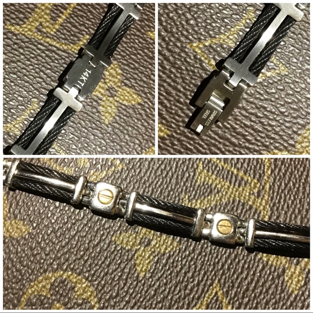 14KT GOLD/STAINLESS STEEL BRACELET